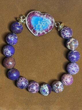NEW Micalla Imperial Purple Jasper Beaded Stretch Bracelet
